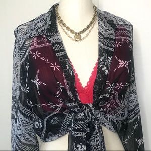 Notations Sheer Printed Blouse